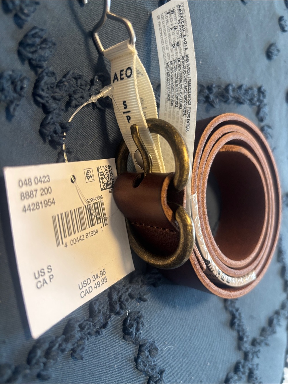 American Eagle Outfitters Women’s Brown Leather Double-Ring Belt